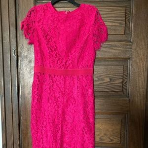 Eva Mendes Pink Lace Dress